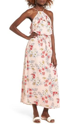 Women's Lush Ruffle Maxi Dress - Coral