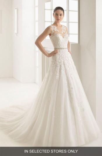Women's Two By Rosa Clara Oda Sleeveless Lace & Tulle Gown, Size In Store Only - Beige