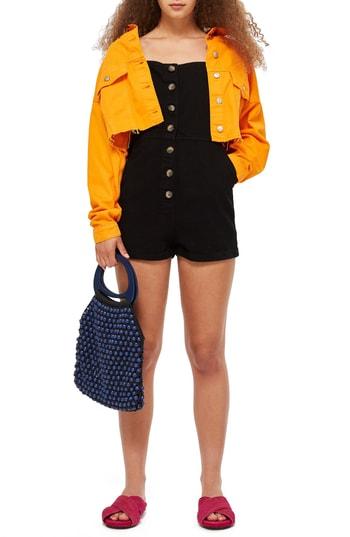 Women's Topshop Short Overalls Us (fits Like 0) - Black