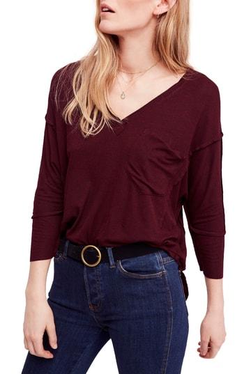 Women's Free People Golden Gate Tee, Size - Burgundy