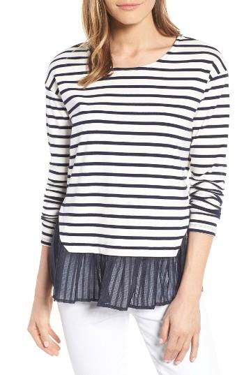 Women's Pleione Mixed Media Boat Neck Top - Blue