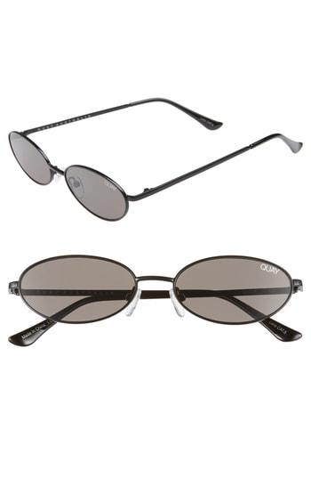 Women's Quay Australia Clout 35mm Round Sunglasses - Black/ Smoke