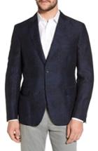 Men's Flynt Slim Fit Patterned Linen Blend Sport Coat R - Blue