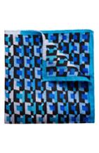 Men's Eton Geometric Linen Pocket Square, Size - Blue