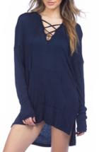 Women's Green Dragon Hooded Cover-up Pullover - Blue