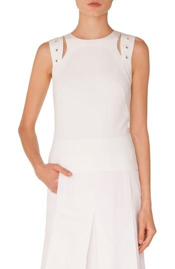 Women's Akris Punto Grommet Detail Jersey Top - White