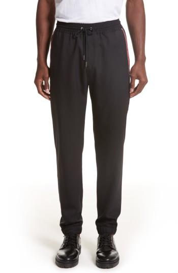 Men's Givenchy Star Grosgain Wool Pants Eu - Black