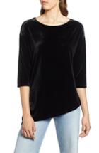 Women's Halogen Asymmetrical Velvet Tunic, Size - Black