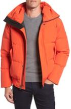 Men's Cole Haan Hooded Down & Feather Fill Bomber Jacket, Size - Orange