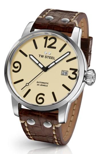 Men's Tw Steel Maverick Automatic Leather Strap Watch, 48mm