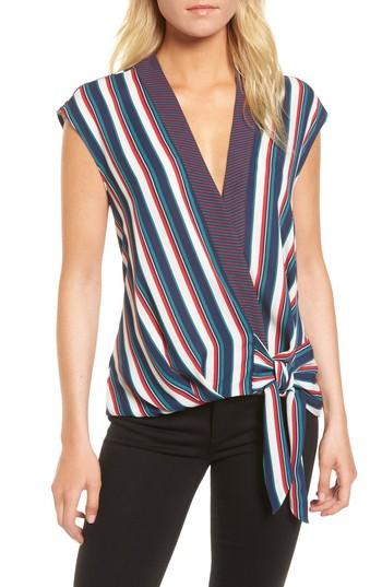 Women's Trouve Stripe Wrap Top, Size - Red