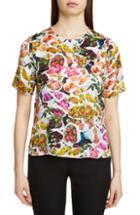 Women's Adam Lippes Floral Print Satin Top - White
