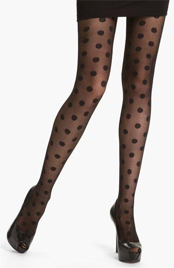 Hue Polka Dot Tights (2 For $22) Black Small/medium