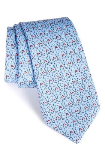 Men's Vineyard Vines Crossed Clubs Silk Tie, Size - Blue