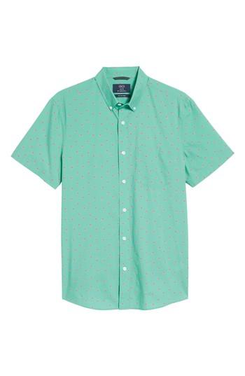 Men's 1901 Slim Fit Flamingo Print Sport Shirt, Size - Green