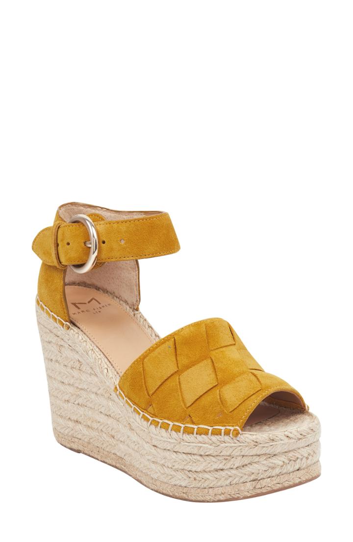 Women's Marc Fisher Ltd Adalla Platform Wedge Sandal .5 M - Yellow