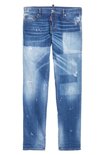 Men's Dsquared2 Slim Fit Patchwork Jeans Eu - Blue