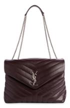 Saint Laurent Medium Loulou Calfskin Leather Shoulder Bag - Purple