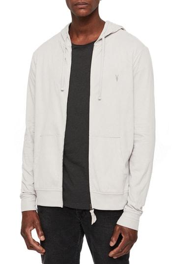 Men's Allsaints Brace Slim Fit Zip Hoodie, Size - Grey