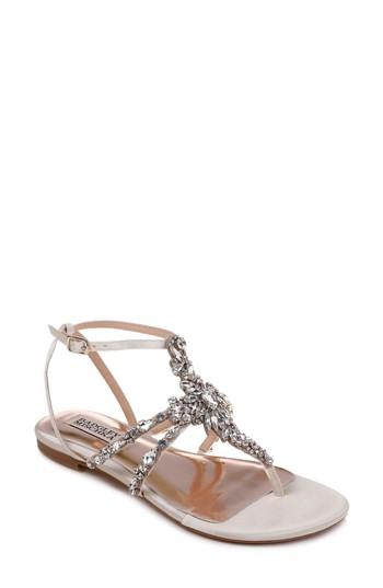 Women's Badgley Mischka Hampden Crystal Embellished Sandal .5 M - White