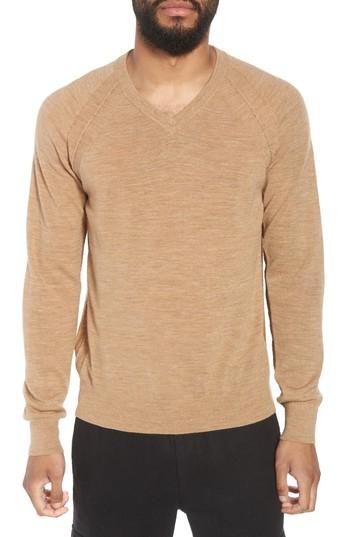 Men's Vince V-neck Wool & Linen Sweater - Beige