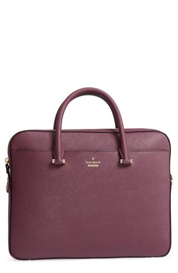 Kate Spade New York Saffiano Leather Laptop Bag - Grey
