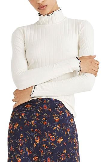 Women's Madewell Ribbed Turtleneck, Size - Ivory