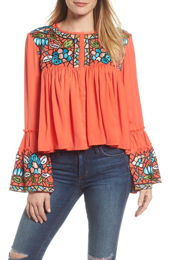 Women's Kas New York Malo Embroidered Button Blouse