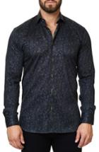 Men's Maceoo Luxor Abstract Losange Trim Fit Sport Shirt (s) - Black