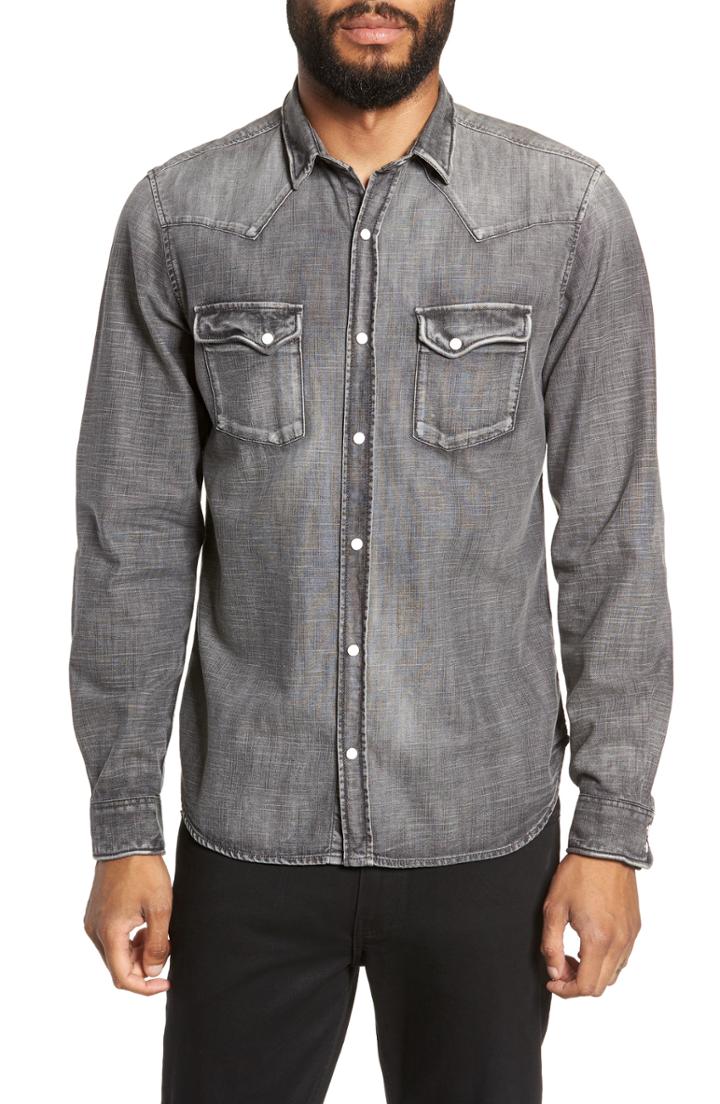 Men's The Kooples Washed Trim Fit Denim Shirt