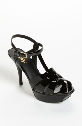 Women's Saint Laurent 'tribute' T-strap Sandal .5us / 37.5eu - Black