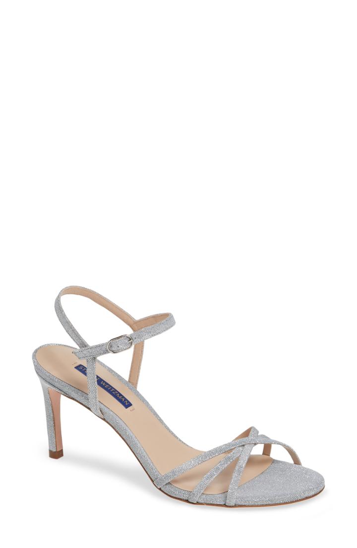 Women's Stuart Weitzman Starla Quarter Strap Sandal .5 M - Metallic