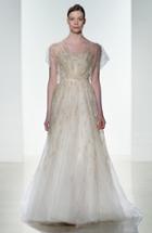 Women's Amsale Elaine Organza Overlay Strapless Hand Beaded Tulle Gown