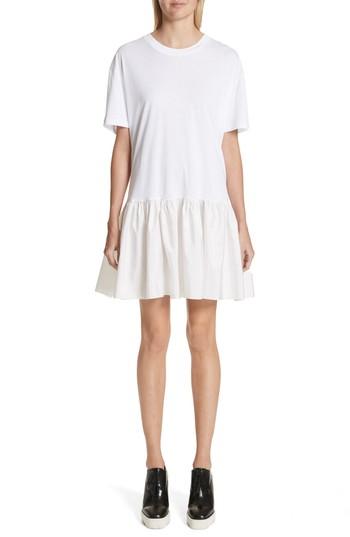 Women's Stella Mccartney Drop Waist Taffeta Hem T-shirt Dress Us / 34 It - White