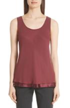 Women's Lafayette 148 New York Ryan Layered Silk Blouse, Size - Burgundy