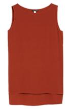 Women's Eileen Fisher Long Bateau Neck Silk Shell, Size - Red