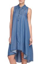 Women's Catherine Catherine Malandrino 'robyn' Sleeveless Chambray High/low Trapeze Dress