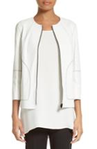 Women's Lafayette 148 New York Levine Leather Jacket, Size - White