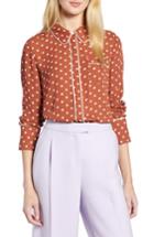 Women's Halogen X Atlantic-pacific Hidden Placket Blouse - Brown