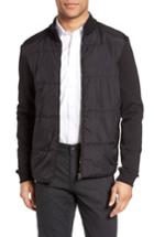 Men's Boss Shepherd Woven Front Zip Front Fleece Jacket - Black
