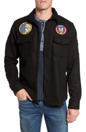 Men's Schott Nyc Embroidered Patch Wool Blend Jacket - Black