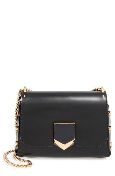 Jimmy Choo 'lockett Petite' Spazzolato Leather Shoulder Bag - Black