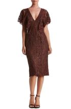 Women's Dress The Population Lidia Lace Midi Dress - Burgundy