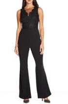 Women's Adrianna Papell Lace Bodice Bell Bottom Jumpsuit - Black