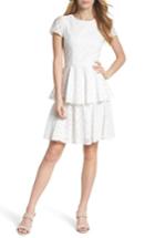Women's Gal Meets Glam Collection Daisy Lace Tiered Fit & Flare Dress - White
