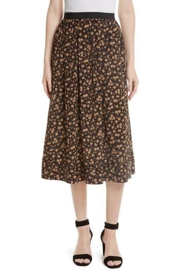 Women's Tracy Reese Dirndl Silk Floral Midi Skirt
