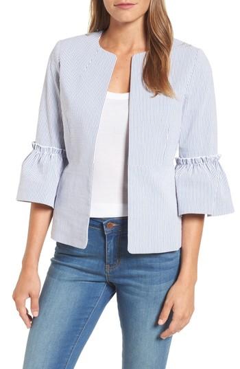 Women's Halogen Ruffle Sleeve Open Jacket - Blue