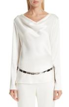 Women's St. John Collection Satin Cowl Neck Blouse - Beige