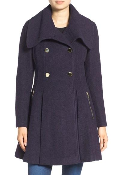 Women's Guess Envelope Collar Double Breasted Coat - Blue