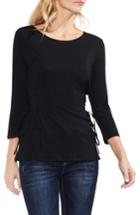 Women's Vince Camuto Lace-up Ribbed Top, Size - Black